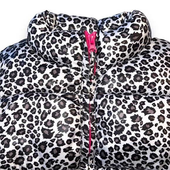 One Step Up Girls Puffer Vest Jacket Leopard Print Fleece Lined Sleeveles Medium - Picture 2 of 9